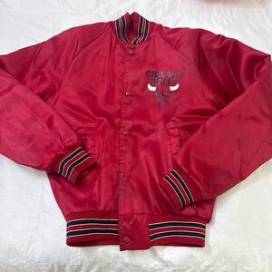 Vintage Chicago Bulls Chalk Line Satin Bomber Jacket Made USA